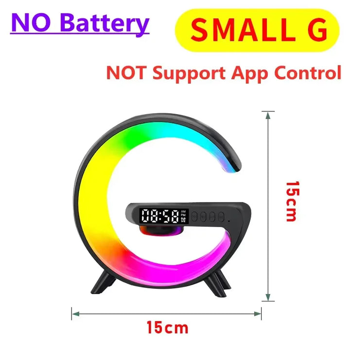 RGB Wireless Charger Stand with Alarm Clock & Speaker